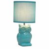 Simple Designs 12.8in Tall Contemporary Ceramic Owl Bedside Table Desk Lamp w/ Matching Fabric Shade, Tiffany Blue LT1136-TBL